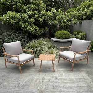 Ensemble de canapés de <span class=keywords><strong>jardin</strong></span> en aluminium à l'aspect <span class=keywords><strong>bois</strong></span> pour l'extérieur, pour la salle à manger, la cour et l'appartement. - Product Image 3