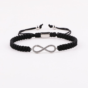 Bracelet en macramé personnalisé avec charme infini pavé de zircons cubiques au design classique, tressé, JBS12540 - Product Image 2