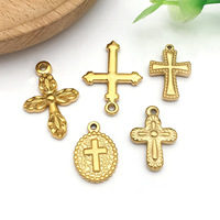 Vente en gros de breloques croix minimalistes en acier inoxydable pour la fabrication de bijoux religieux collier à faire soi-même bracelet pendentifs à la mode