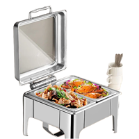Restaurant Edelstahl 6L Elektrisches Buffet-Set Speisenwärmer Chafing Dish Manuell 85-100°C Buffet-Displays Catering-Serviergeräte