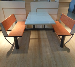 Juego de Mesa y Sillas de Comedor Económico para 4 Personas, Moderno, con Estructura de Acero y Tablero de Madera, Resistente, para <span class=keywords><strong>Restaurantes</strong></span> de Comida Rápida y Escuelas - Product Image 4