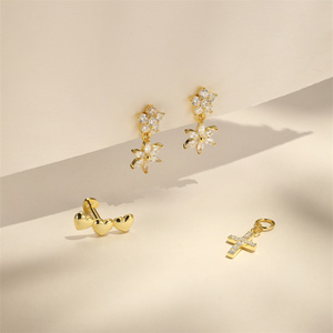 CANNER Fashion 925 Piercing Cœur Croix Boucle d'oreille Anneau de nez irrégulier - Product Image 3