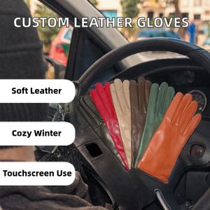 Gants en cuir longueur poignet, style uni, sans doublure, pour usage quotidien décontracté en hiver - Product Image 2