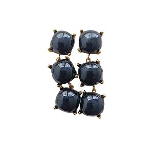 Fashion <b>Dangle</b> <b>Earrings</b> 316L Stainless Steel PVD Gold Plating Sustainable Resistant <b>Black</b> Stone Drop Design - Product Image 1