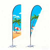 Drapeaux publicitaires personnalisés en aluminium pour la plage, réglables, portables, en polyester, pour la publicité en bord de route, en gros