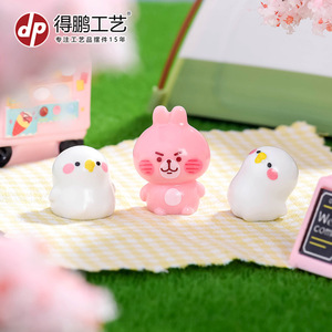 Figuras de resina de conejo rosa y pájaro blanco, decoración de escritorio de animales en miniatura, decoración del hogar, artesanía artística D2212 - Product Image 3