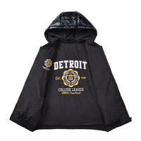 Veste d'hiver pour homme en polyester brillant, style sportif, épaisse, chaude, ample, réversible, avec capuche amovible, fermeture éclair, enduite