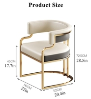 Chaise baignoire moderne en cuir Fauteuil rembourré avec pieds en métal doré Accent Fauteuil canapé simple pour salon salle à manger