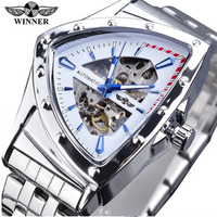 T-Winner Herren Dreieck Automatische Mechanische Uhr Ausgehöhltes Edelstahlgehäuse Mineralglas Faltschließe Casual-Wear