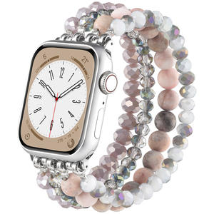 Pulsera Boho con Cuentas para <span class=keywords><strong>Mujer</strong></span>, <span class=keywords><strong>Correa</strong></span> Elástica con Cuentas de Cristal para Reloj <span class=keywords><strong>Apple</strong></span>, <span class=keywords><strong>Correa</strong></span> de Repuesto de 38 40 41 42 44 45 46 49 mm - Product Image 1