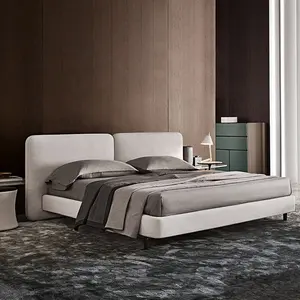 Mobili da camera da letto moderni di lusso Set camera da letto imbottita in tessuto grigio letto King Size
