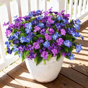 Flores Artificiales de Impatiens Jinhe en Morado y Azul, de Plástico, para Decoración del Hogar y Exteriores - Product Image 1