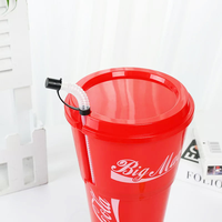 Gobelets 2-en-1 en plastique pour pop-corn et cola avec paille – Idéal pour les soirées cinéma