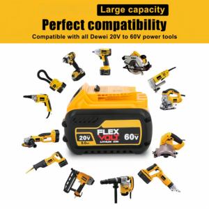 디월트 60V 배터리 고에너지 DCB609 9000mAh 100% 디월트 전동 공구 호환 충전식 리튬 배터리 플렉스볼트 60v - Product Image 2