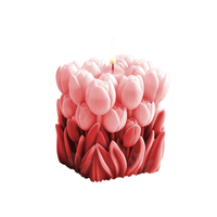LF Luxuriöse Handgemachte Tulpen-Bouquet Duftkerze Lila Weiße Blumenförmige Sojawachs-Glaskerze Valentinstag Heimdekoration