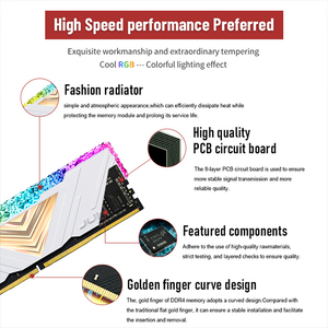Vendita calda della fabbrica 8GB & 16GB <span class=keywords><strong>DDR4</strong></span> RAM <span class=keywords><strong>LED</strong></span> RGB 3200MHz ECC funzione in magazzino per Computer Desktop Memoria - Product Image 4