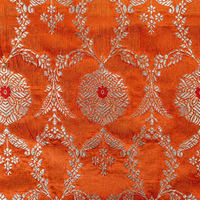 Tissu brocart floral orange, tissé jacquard, polyester, textile pour matelas, pour la décoration de la maison