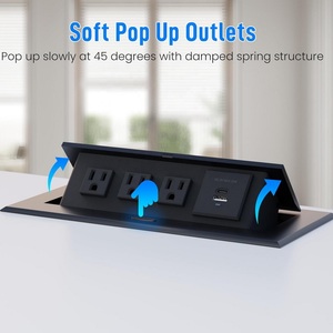 OEM đen chúng tôi tiêu chuẩn hội nghị bảng damped mềm mở <span class=keywords><strong>Pop</strong></span> <span class=keywords><strong>Up</strong></span> ổ cắm sàn bảng ổ cắm với 3AC Ổ cắm điện USBC sạc - Product Image 3