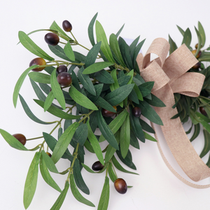 Guirlande <span class=keywords><strong>de</strong></span> brindilles d'olivier vertes en soie artificielle, design moderne et écologique, pour <span class=keywords><strong>porte</strong></span>, mur, printemps, été, Pâques, Noël, fêtes - Product Image 3