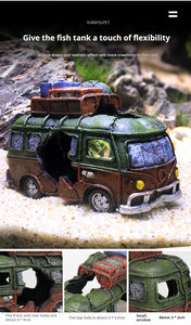 Decoraciones de paisaje acuático de resina moderna autobús coche naufragio autobús acuario ornamento plástico bajo el agua pecera decoraciones 220V - Product Image 6
