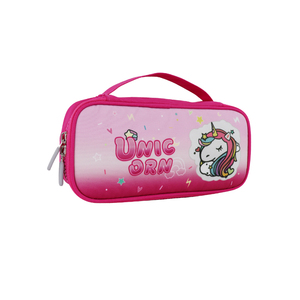 Sac à crayons scolaire pour filles d'école primaire avec logo personnalisé, motif licorne, multi-couches, grand format, rose/bleu, fermeture éclair - Product Image 2