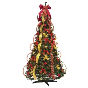 Árvore de Natal pré-iluminada pop-up dobrável de 120 cm por atacado de fábrica com luz LED quente