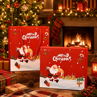Ensemble de sacs cadeaux en papier de Noël festifs, boîte à bonbons imprimée renne et Père Noël, petit emballage cadeau pour la décoration de fête de fin d'année