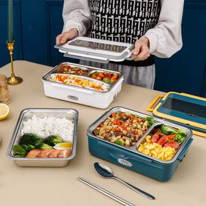 Boîte à lunch de chauffage électrique en acier inoxydable 304 pour les employés de bureau Capacité 1.1-1.2L - Product Image 1