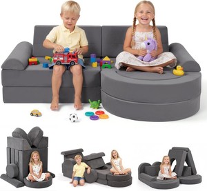 Canapé modulaire en mousse convertible créatif pour enfants, 16 pièces, pour garçons et filles, pour salle de jeux et chambre à coucher - Product Image 2