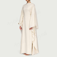Robe Abaya en Lin pour Femmes, Design Personnalisé, Dernière Tendance, Couleur Unie, Longueur Totale, Abayas Musulmanes Fermées pour Femmes
