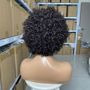 Perruque courte bouclée africaine pour femmes, perruque pixie sans colle fabriquée à la machine avec <span class=keywords><strong>cheveux</strong></span> brésiliens noirs coupés pour perruques en <span class=keywords><strong>cheveux</strong></span> humains - Product Image 4
