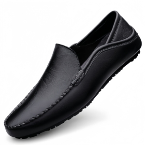 Mocasines de Cuero Genuino para Hombre, Diseño Nuevo y de Alta Calidad, Ligeros y de Lujo, Zapatos Casuales para Caminar con Suela de Goma Negra, Transpirables y Antideslizantes - Product Image 1