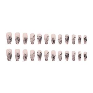 Dark Plaid Ins Armor Butterfly Long Trapezoidal Frosted Rose Nail Art Design European American High-End ABS Material Fingers Nails - Product Image 5