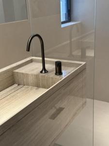 Moderno Beige travertino in pietra naturale lavabo da bagno lavabo da tavolo da lavoro <span class=keywords><strong>per</strong></span> Villa decorazione d'interni vanità - Product Image 3
