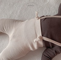 Leggings en coton côtelé unisexe pour nouveau-nés avec motif imprimé anti-boulochage, longueur intégrale pour bébés et tout-petits, saison printemps, 3 couleurs