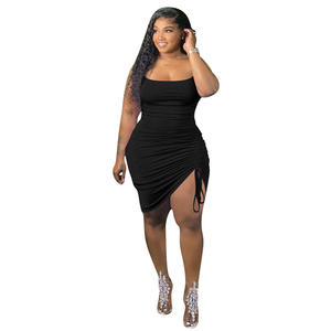 Vestido de verano con logotipo personalizado, talla grande, OEM, <span class=keywords><strong>Maxi</strong></span>, Club, sólido, sin mangas, ceñido, informal, 2022 - Product Image 4