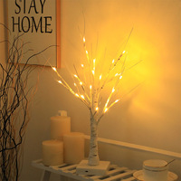 Lámpara LED de Árbol de Abedul Artificial de 2 Pies, Luz Cálida de Hadas, Árbol de Luz Decorativo de Plástico Negro para el Día de San Valentín, Decoración para el Hogar y Fiestas