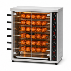 Four à rôtissoire à six broches en verre trempé, conception facile à nettoyer, pour poulet rôti, équipement professionnel pour les détaillants en franchise - Product Image 1