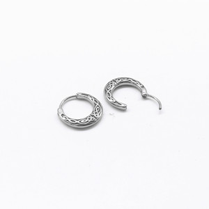 Boucles d'oreilles créoles géométriques rondes style rétro minimaliste Yunnique en acier titane à clipser, de Guangzhou, pour femme, bijoux de mode - Product Image 3