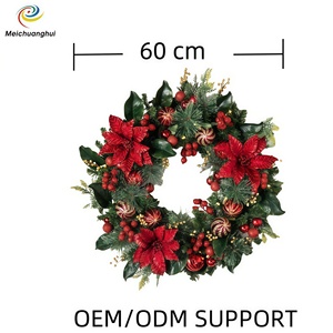 MEICHUANGHUI LEDライトクリスマスリース40cm 50cm 60cmクリスマス花輪花輪パインコーン付きクリスマス装飾 - Product Image 6