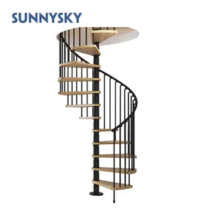 Modern design Indoor Hand-forged Metal Spiral Stairs /Luxury Villa Curved Staircase and Space Saving Stairs