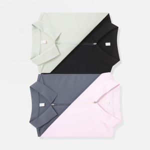 เสื้อโปโลคุณภาพสูง 7A แอนตี้แบคทีเรีย แขนสั้น คอซิป 1/4 ผลิตจากผ้าถักเนื้อนุ่ม ระบายอากาศได้ดี ผสมผ้าฝ้าย/โพลีเอสเตอร์/อีลาสเทน เหมาะสำหรับกอล์ฟ - Product Image 5