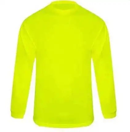 Custom High Visibility Fluorescent Yellow Safety Long Sleeve Shirt 100% Polyester Safety Work Shirt