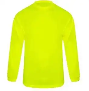 Custom High Visibility Fluorescent Yellow Safety Long Sleeve Shirt 100% Polyester Safety Work Shirt