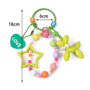 Vendita all'ingrosso, ciondolo portachiavi con palloncino a forma di cane a cinque punte con catena di perline colorate - Product Image 2