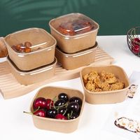 Bol en papier carré Récipient alimentaire en papier enduit PE Bol à salade pour collation de riz et nouilles