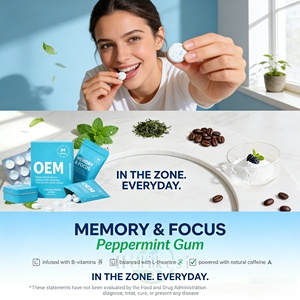 Chewing-gum à la menthe OEM <span class=keywords><strong>pour</strong></span> l'énergie et la concentration, complément alimentaire <span class=keywords><strong>pour</strong></span> la santé du cerveau, vitamine L-théanine, chewing-gum <span class=keywords><strong>pour</strong></span> la concentration et l'énergie - Product Image 5