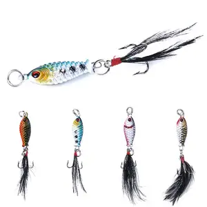 4G 25mm esche da Pesca piombo piuma gancio JIg testa mentale esche carine Pesca a forma di pesce