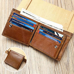 Cartera para hombre de cuero genuino, billetera plegable con bloqueo RFID, monedero con bolsillo frontal, tarjetero de cuero, billetera para hombre - Product Image 1