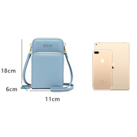 Dompet kulit PU wanita, warna-warni, tas selempang telepon gaya Korea, tas merah untuk tas tangan mode